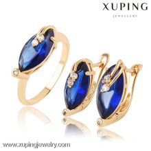 63657 Xuping Fashion 18K Gold Big Zirkon Ring Ohrring Schmuck Set